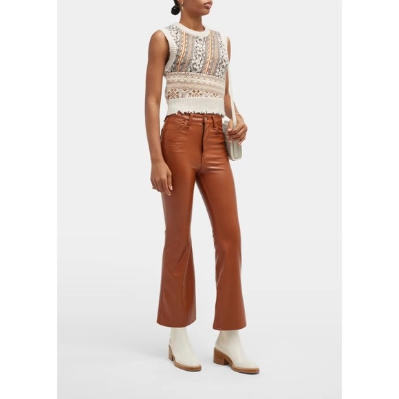 RAG AND BONE Brown Casey Faux Leather Flared Ankle Pants - Picture 4 of 10